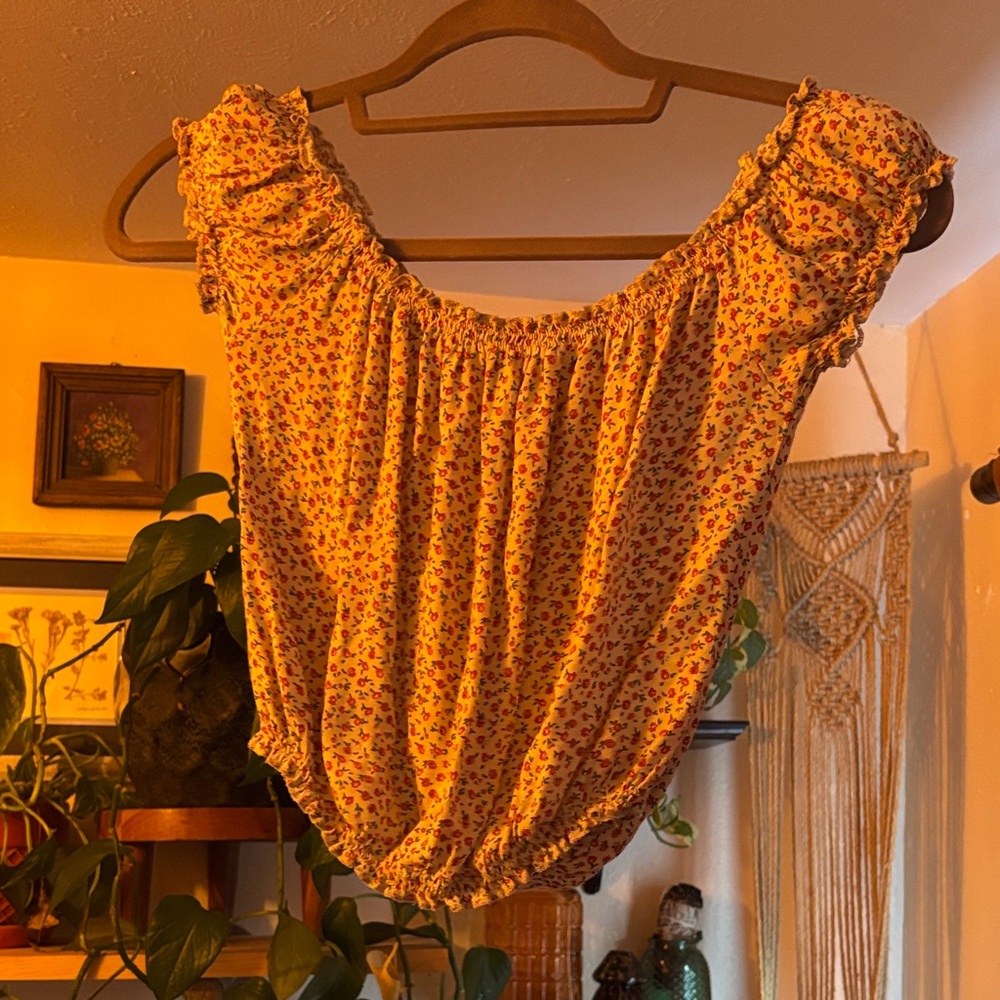 Brandy Melville Yellow Floral Blouse